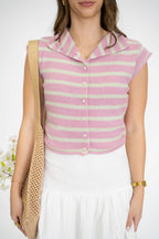 Petal Stripe Sweater Vest – Pink Petal