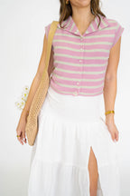 Petal Stripe Sweater Vest – Pink Petal