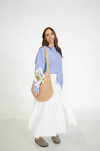 Garden Polka Dot Cardigan- Periwinkle/Pink