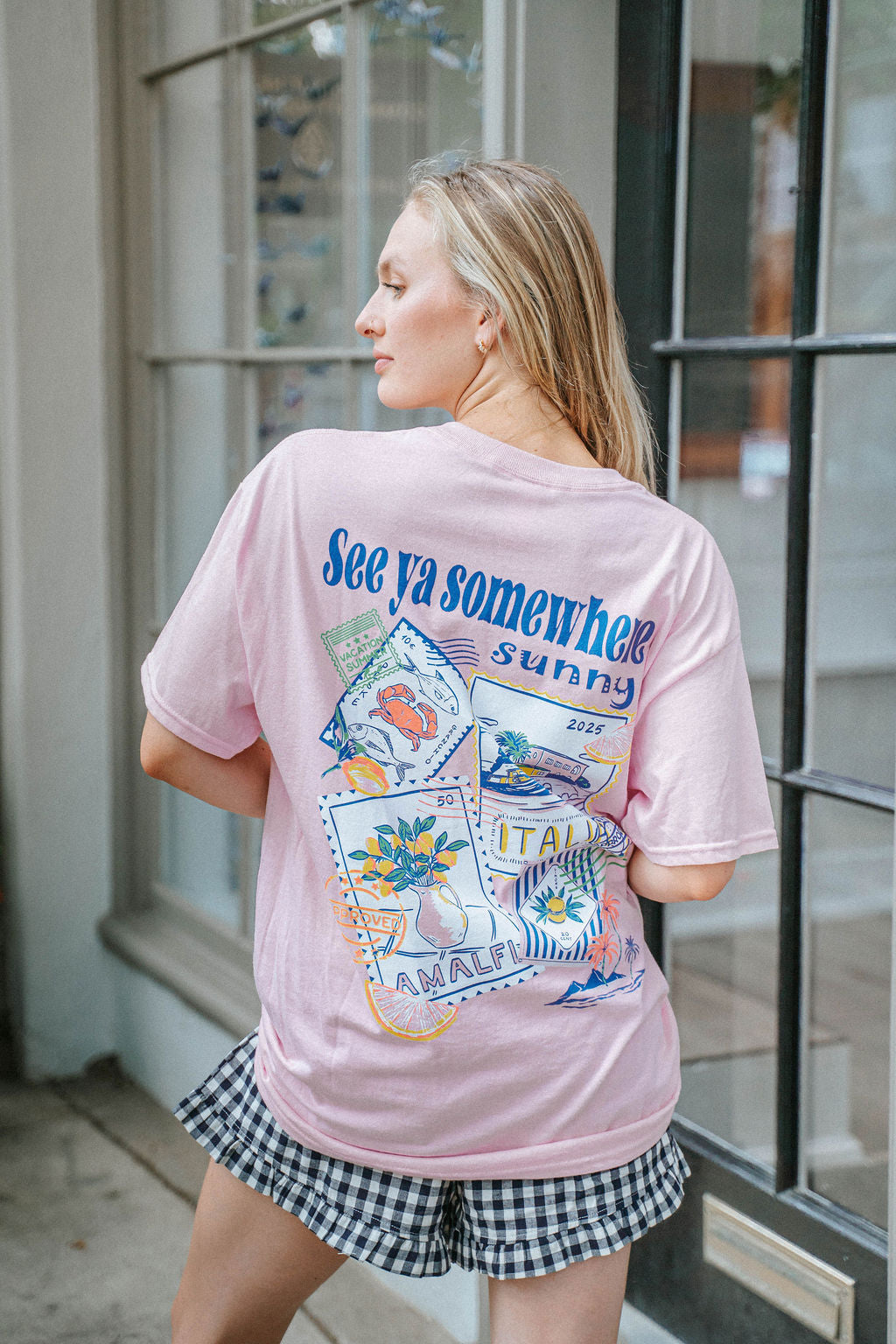 See Ya Somewhere Sunny Graphic Tee – Light Pink