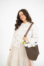 Garden Polka Dot Cardigan- Ivory/Sage