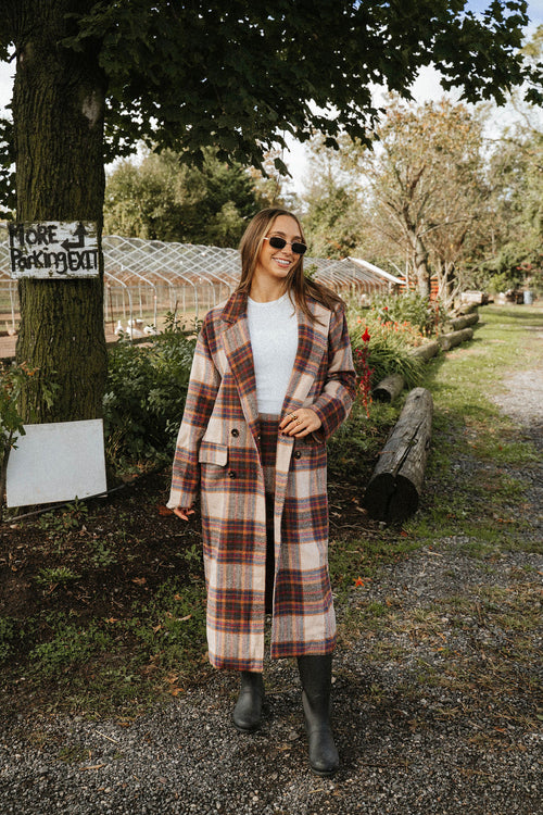 **PREORDER SHIPS 10/27**
Maple Lane Long Plaid Coat