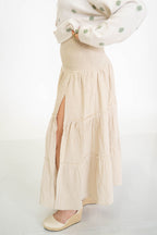 Bloom Cotton Maxi Skirt- Oatmeal