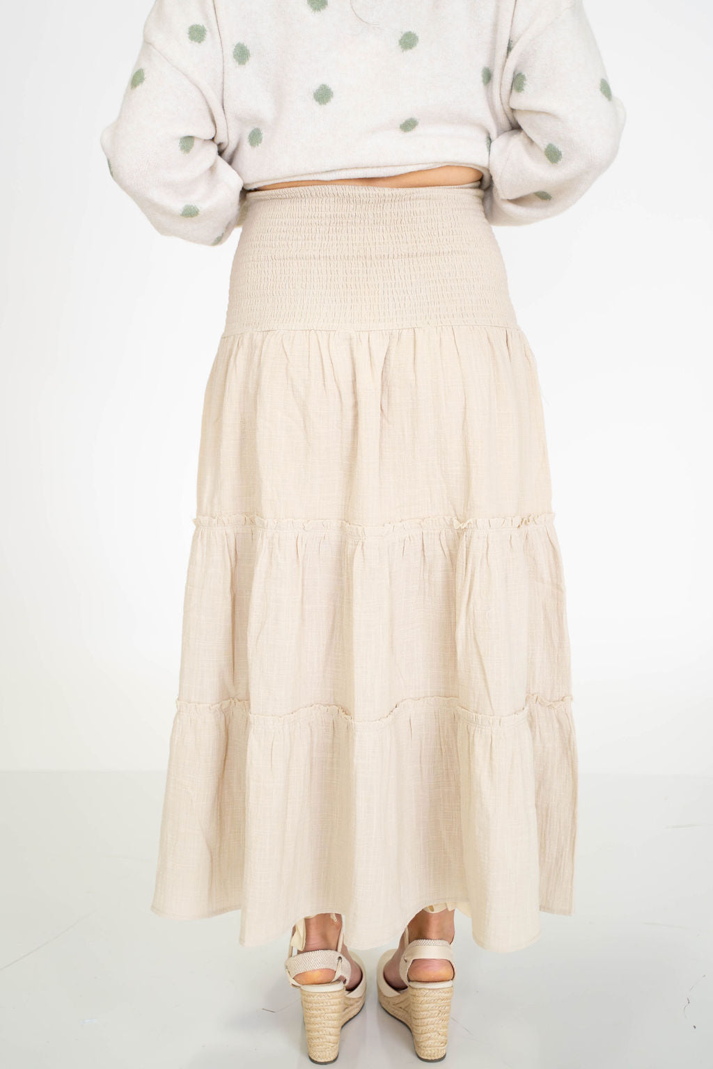Bloom Cotton Maxi Skirt- Oatmeal