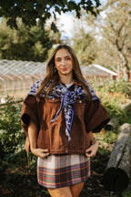 Navy Paisley Fringe Hem Triangular Scarf