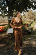 Weekend Lace Trim Knit Wrap Set- Cinnamon