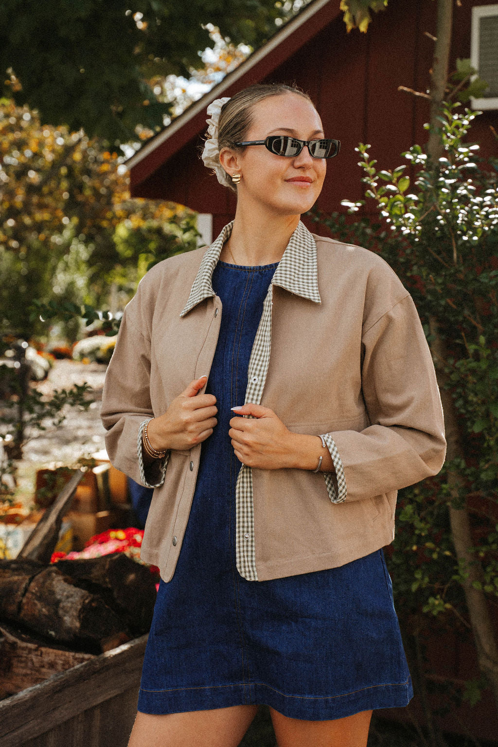 ** PREORDER SHIPS 10/29** Mill Gingham Trim Jacket