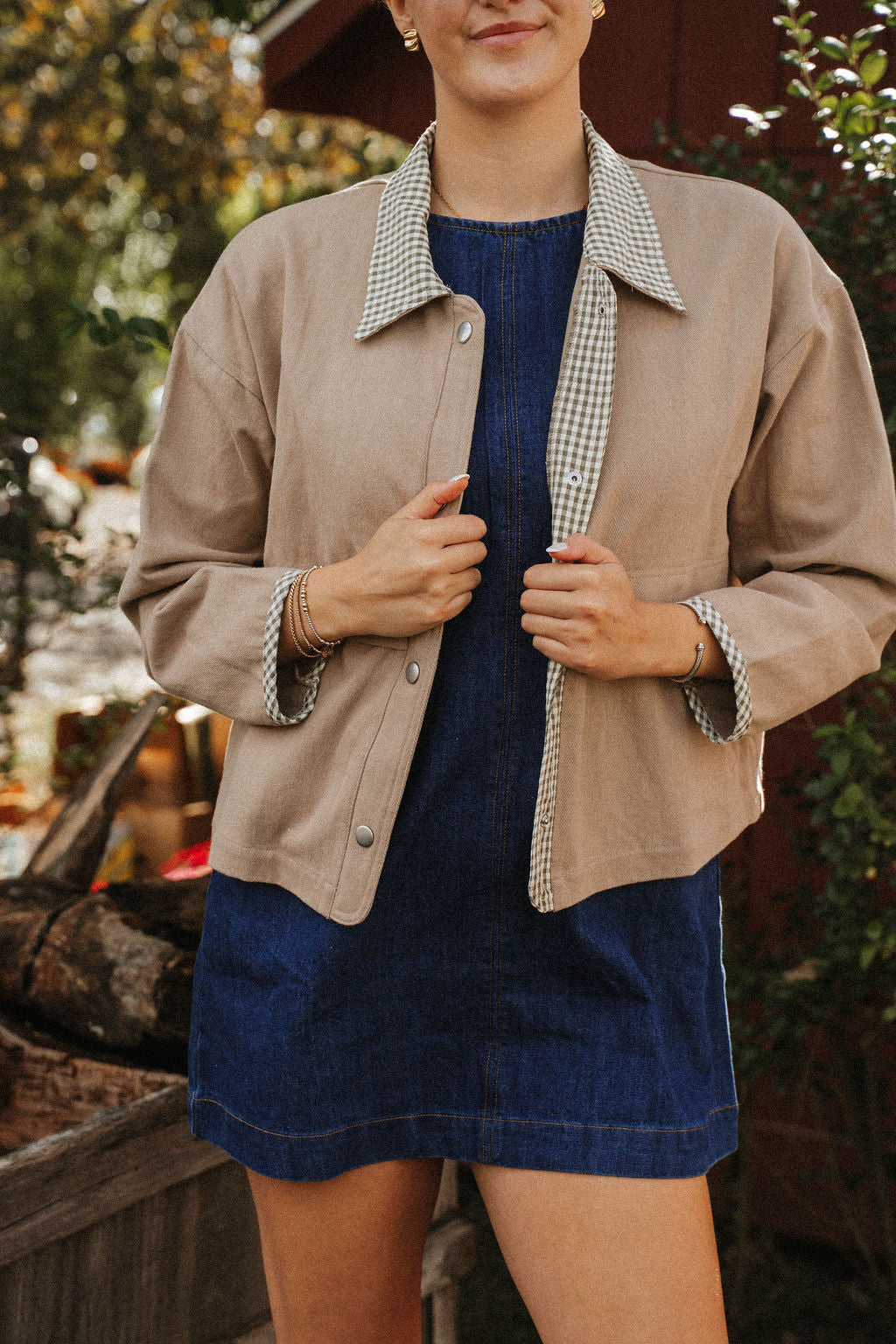 ** PREORDER SHIPS 10/29** Mill Gingham Trim Jacket