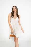 Cream Tiered Cotton Mini Dress
