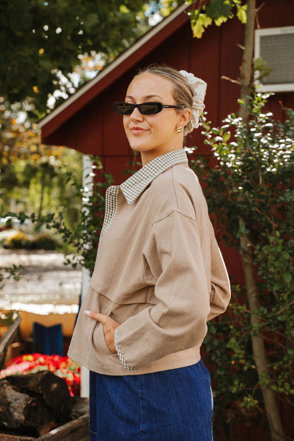 ** PREORDER SHIPS 10/29** Mill Gingham Trim Jacket