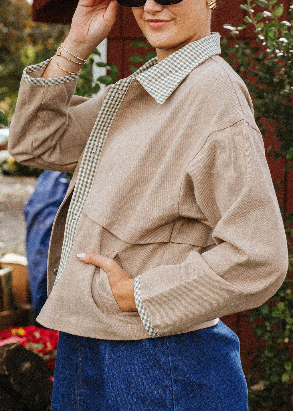 ** PREORDER SHIPS 10/29** Mill Gingham Trim Jacket