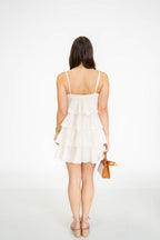 Cream Tiered Cotton Mini Dress