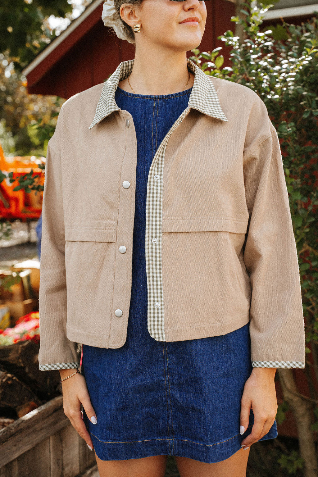 ** PREORDER SHIPS 10/29** Mill Gingham Trim Jacket