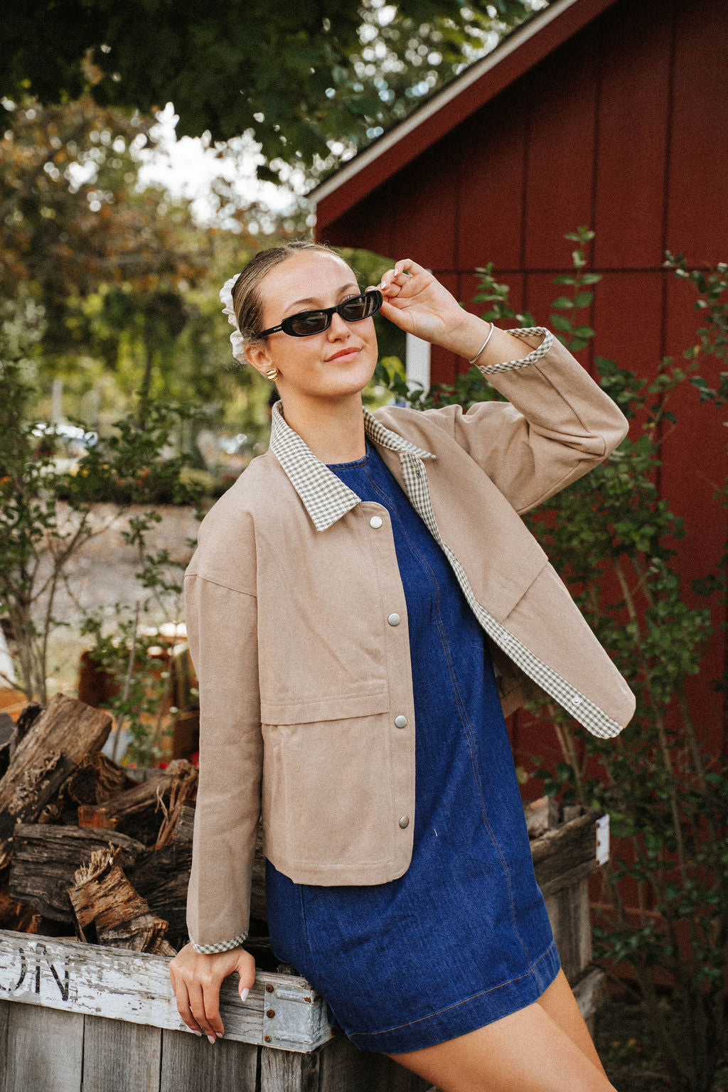 ** PREORDER SHIPS 10/29** Mill Gingham Trim Jacket