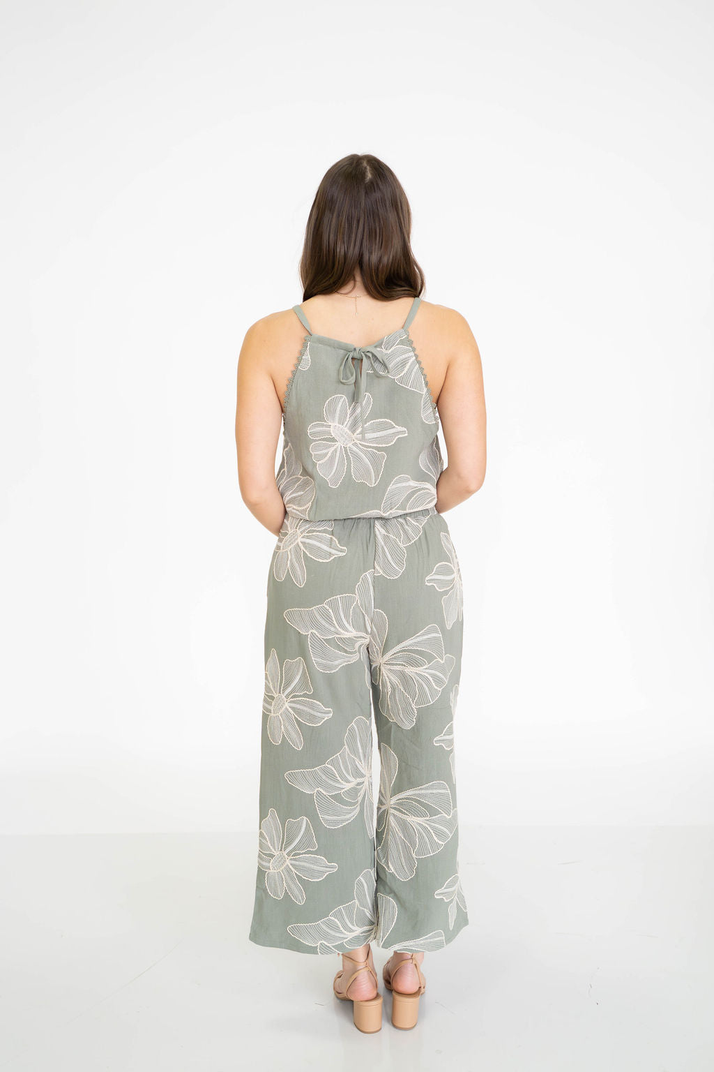 Sage Floral Embroidered Tank