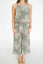 Sage Floral Embroidered Tank