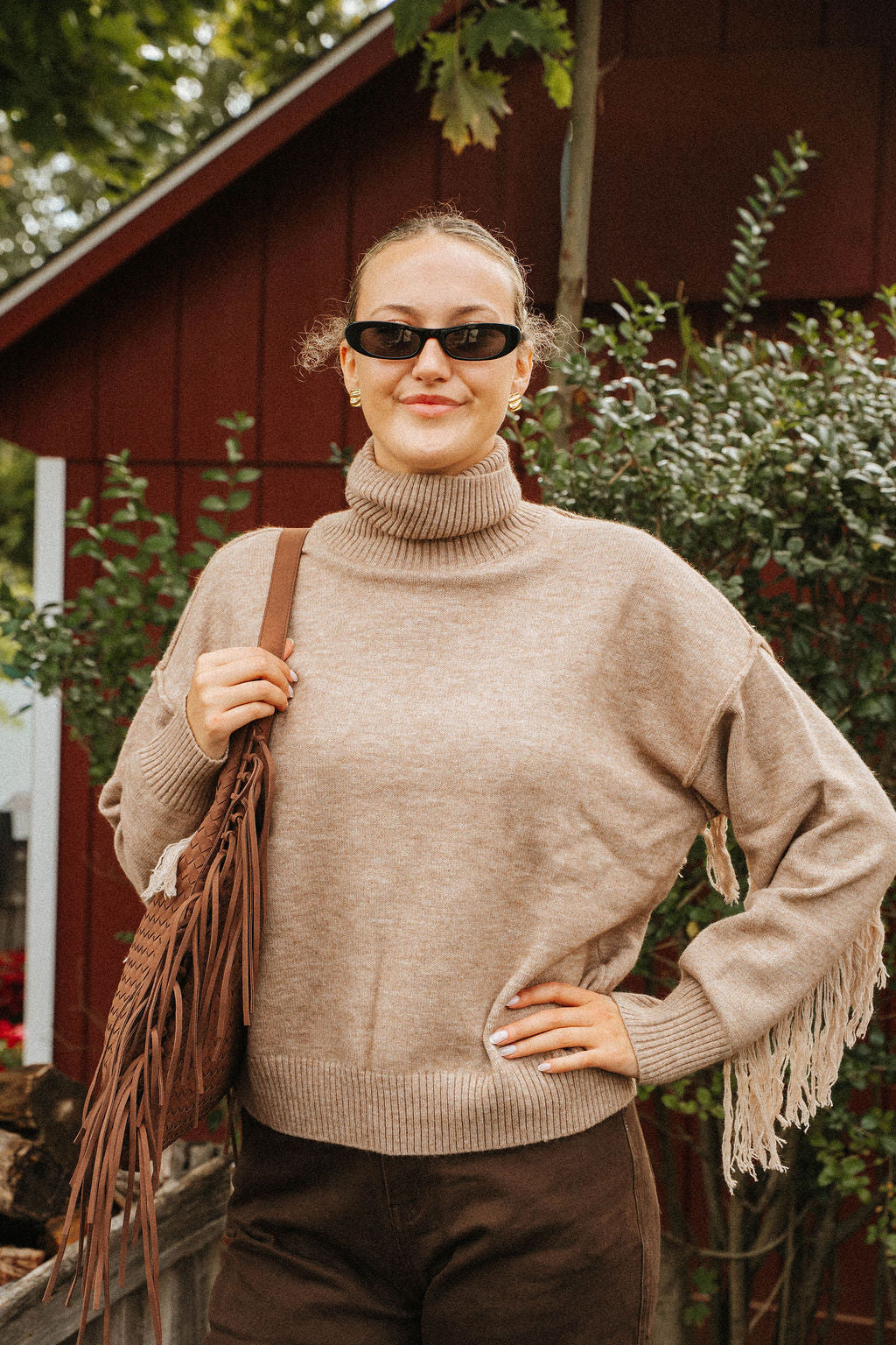 Fringe Turtleneck Sweater