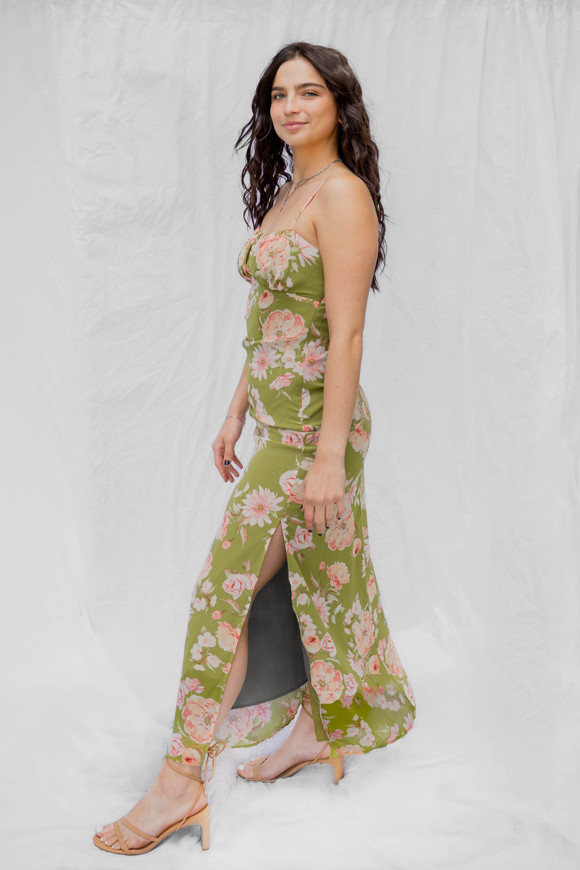 Lucy Sage Green Floral Dress