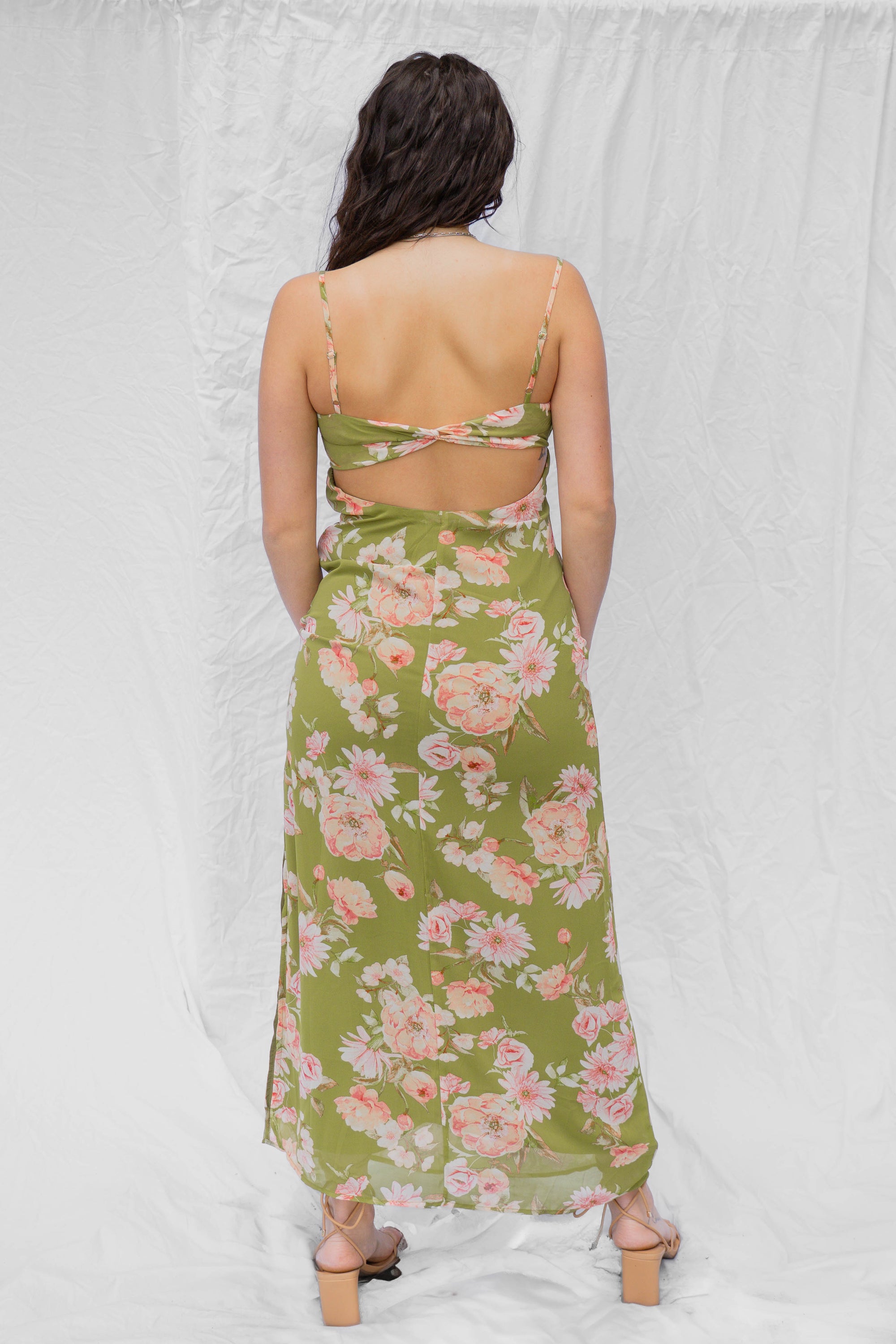 Lucy Sage Green Floral Dress