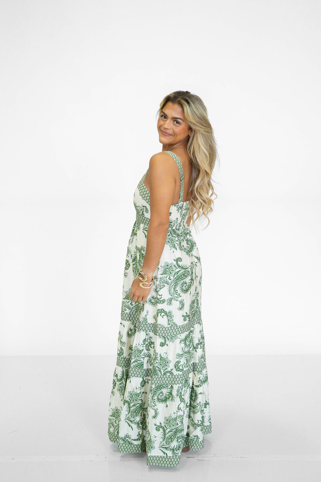 Emerald Paisley Maxi Dress