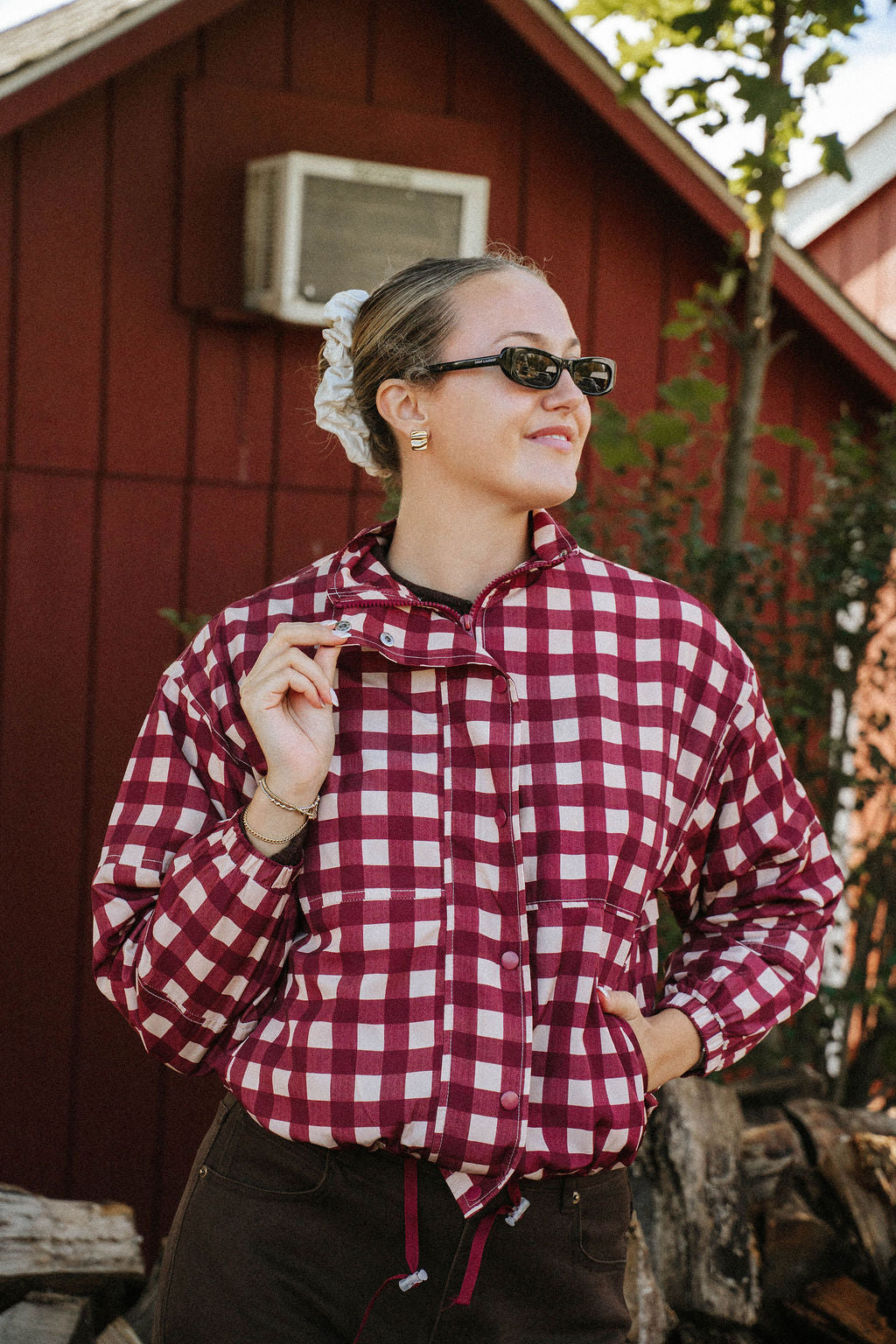Cranberry Orchard Gingham Jacket