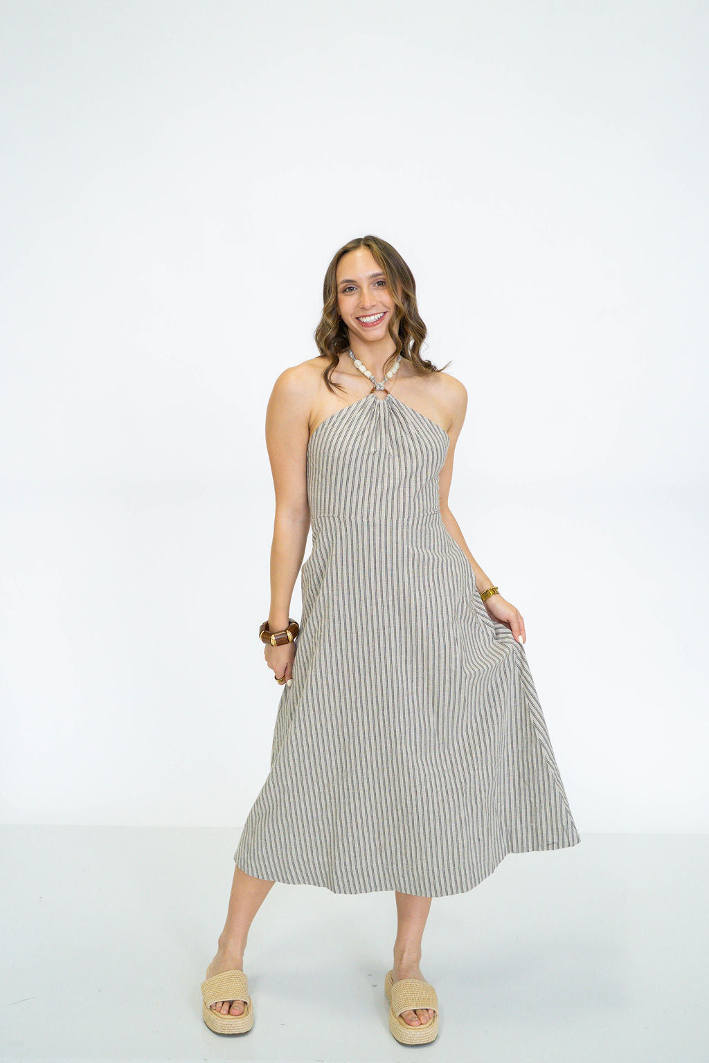 Pier Stripe Halter Dress