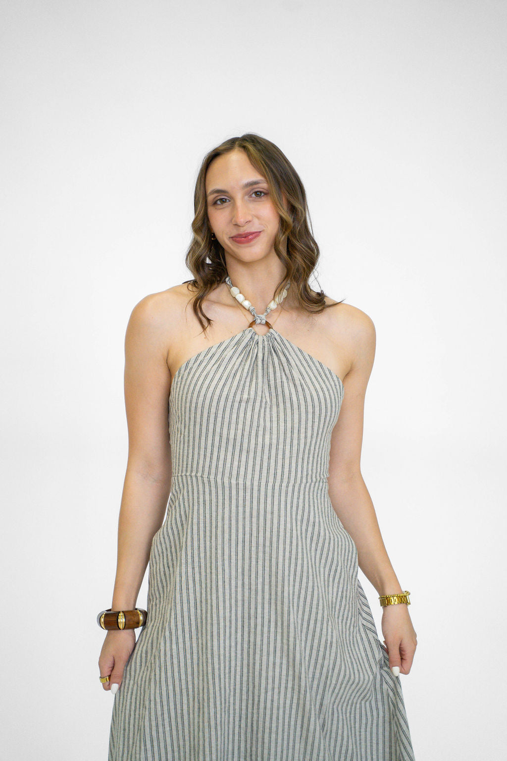 Pier Stripe Halter Dress
