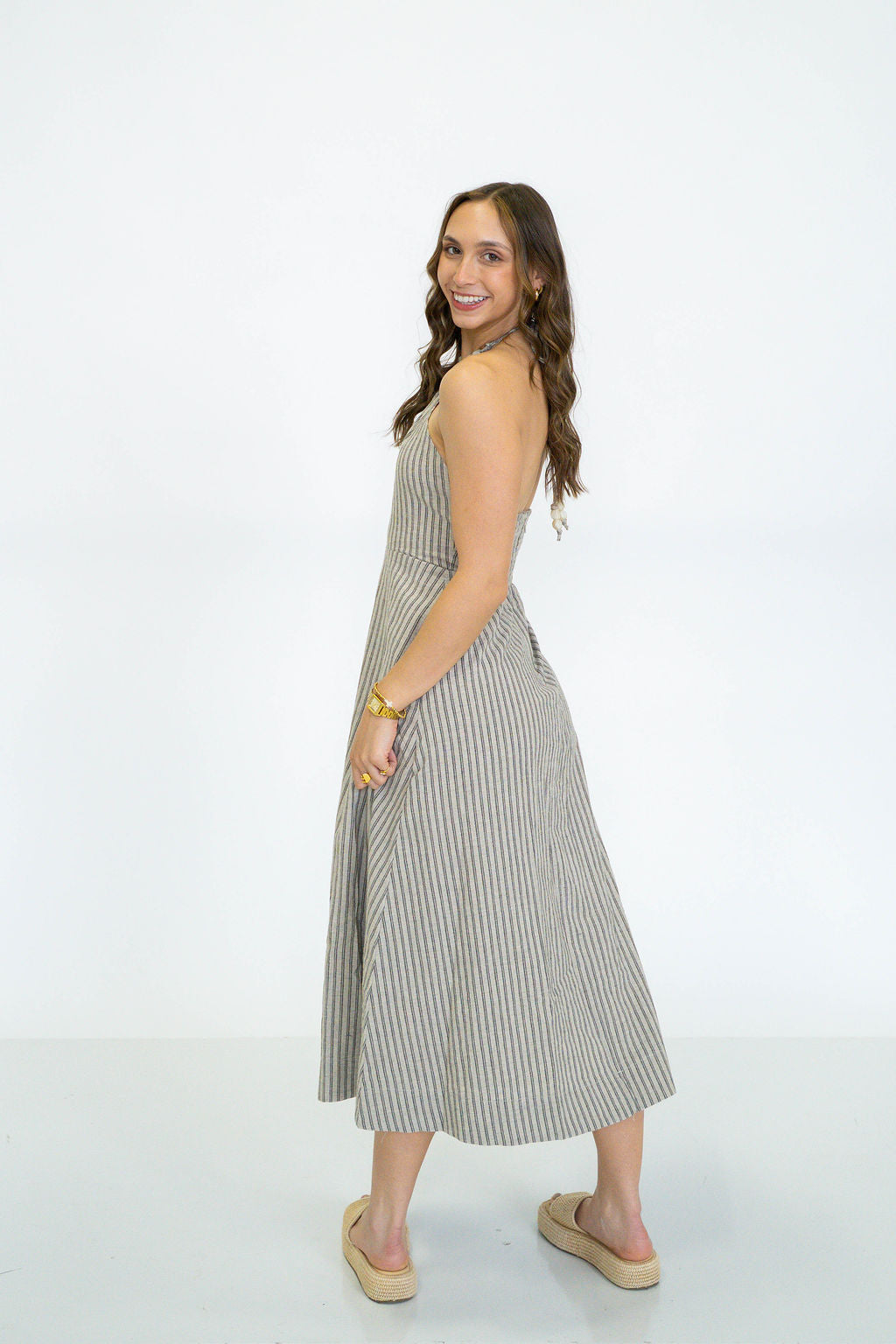 Pier Stripe Halter Dress