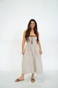 Sand Gingham Smocked Maxi