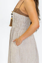 Sand Gingham Smocked Maxi