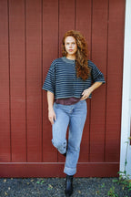 Sunday Shoreline Top- Navy/Dark Grey