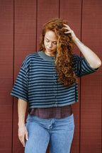 Sunday Shoreline Top- Navy/Dark Grey