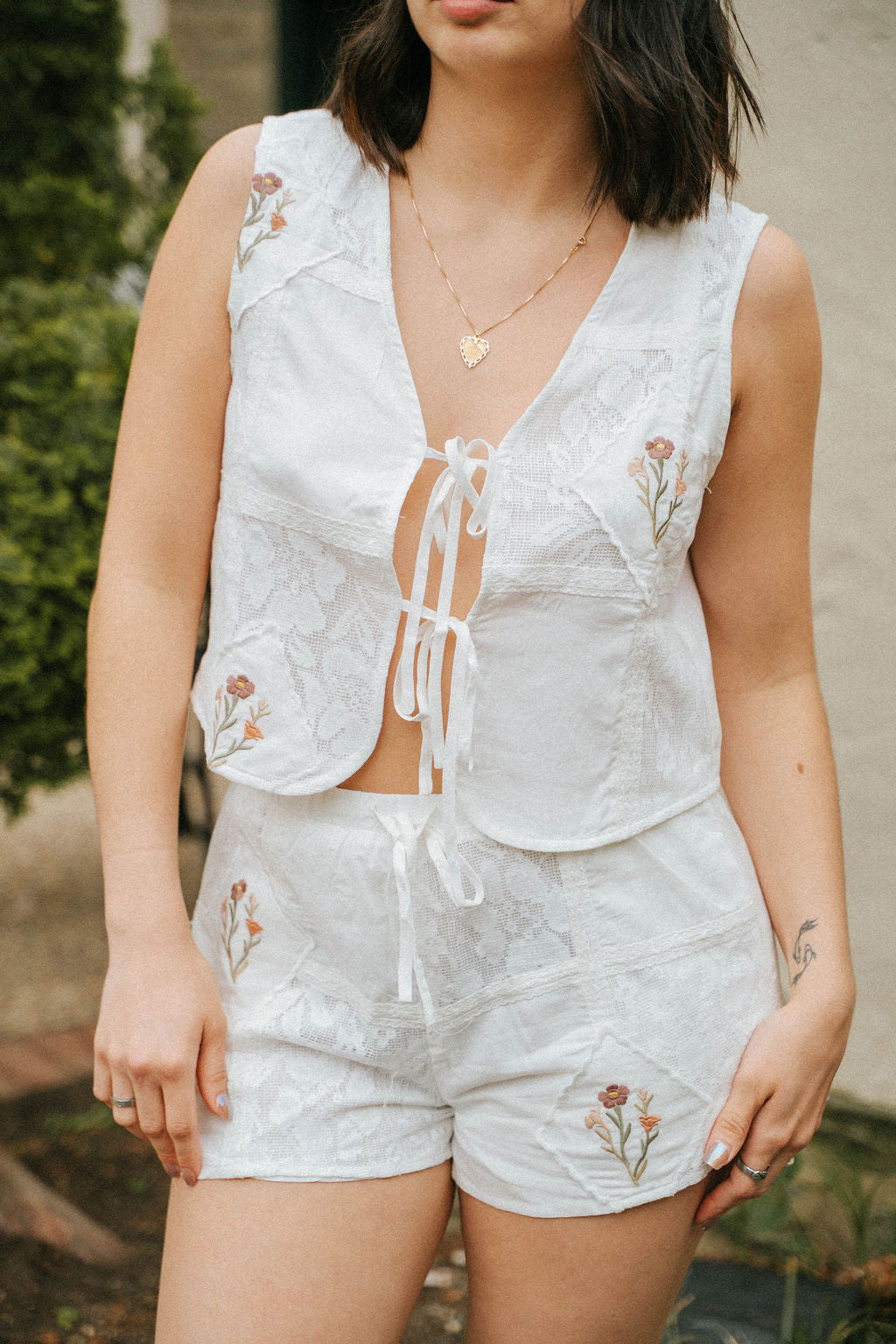 Wildflower Lace Tie Vest