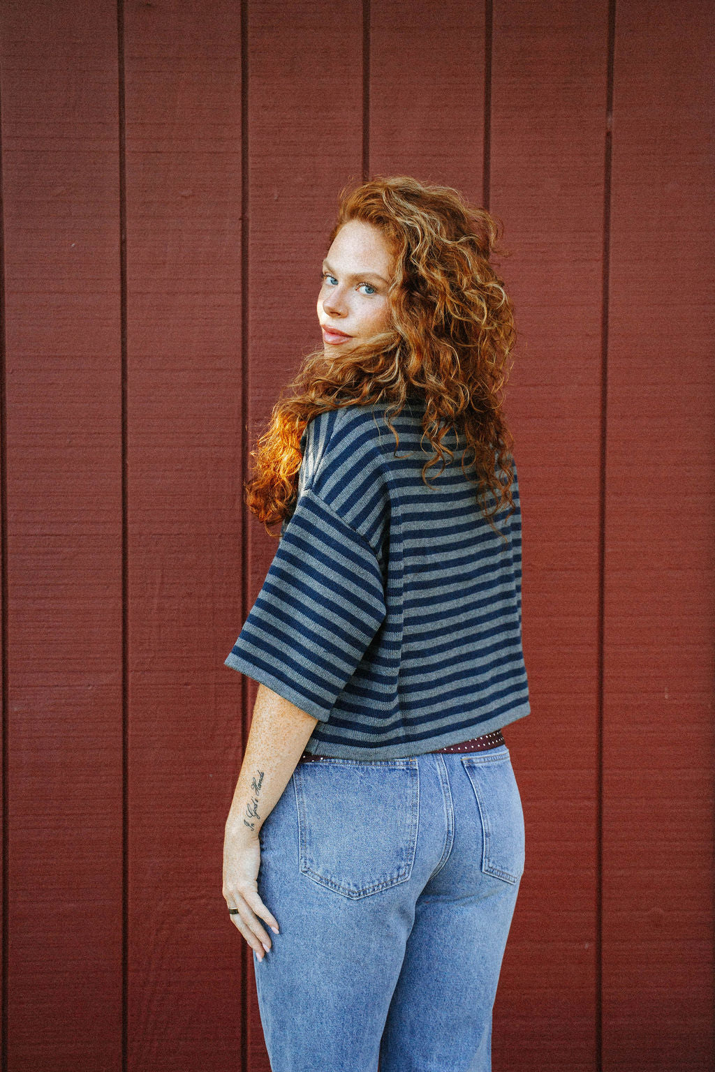Sunday Shoreline Top- Navy/Dark Grey
