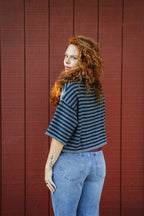 Sunday Shoreline Top- Navy/Dark Grey