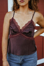 Mulberry Polkadot Lace Cami