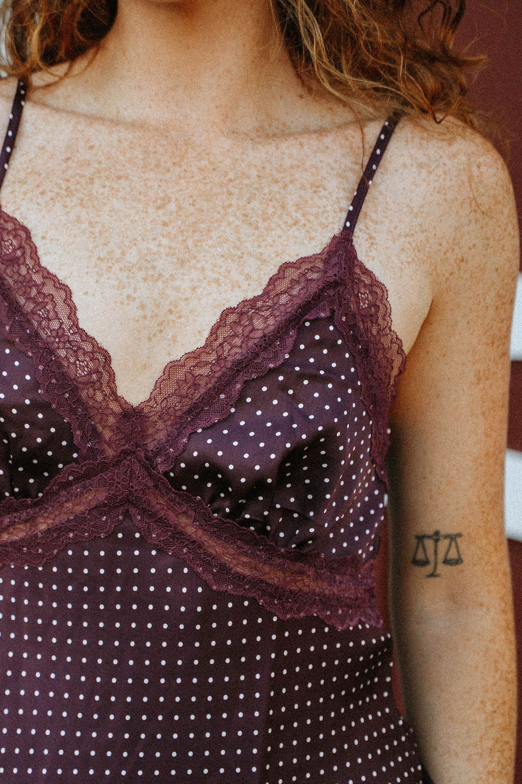Mulberry Polkadot Lace Cami