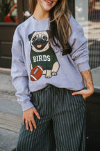 Birds Fawn Pug Grey Sweatshirt