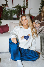 Henley Striped Pants- Blue and Navy