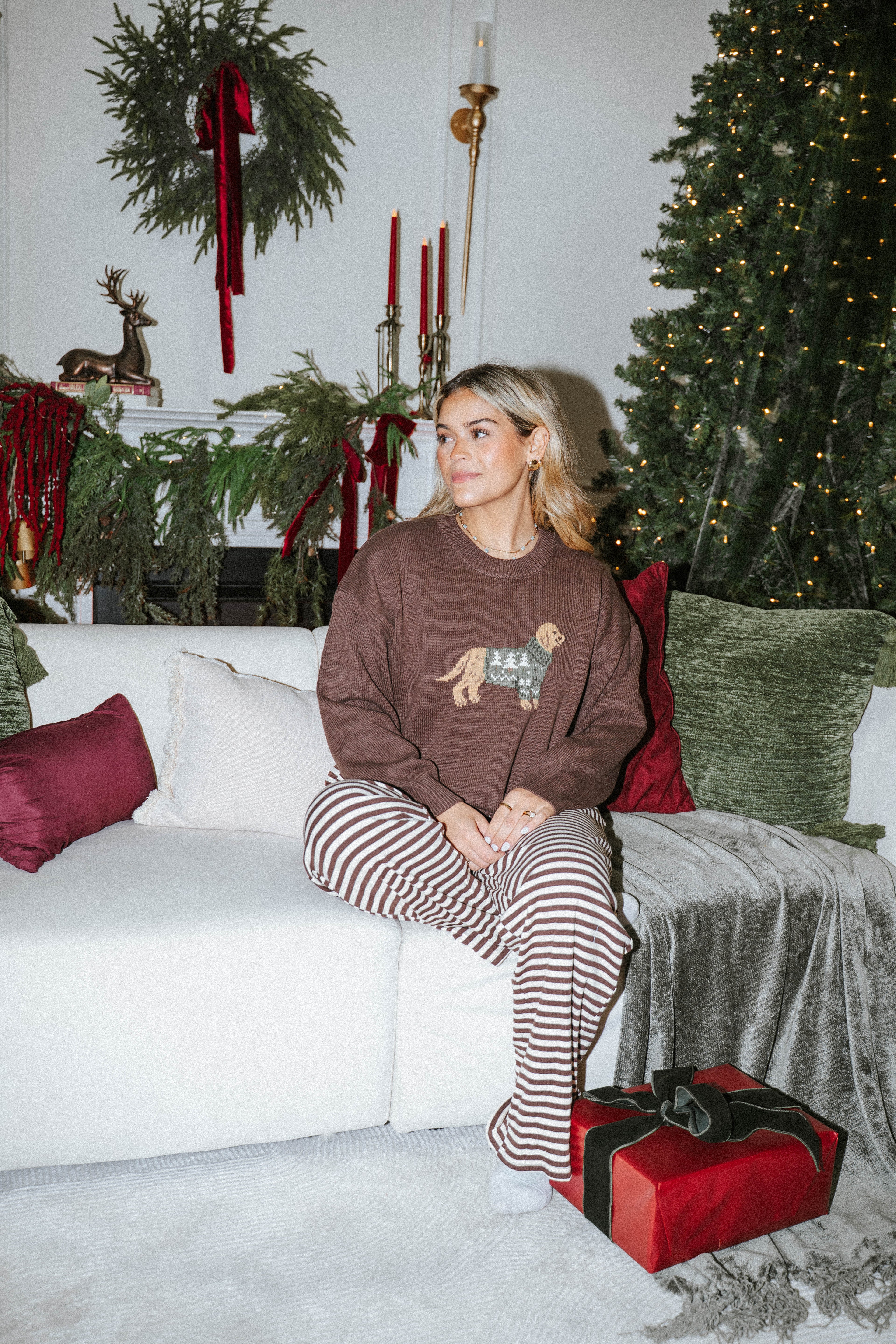 Cozy Golden Retriever Knit Sweater – Cocoa Brown