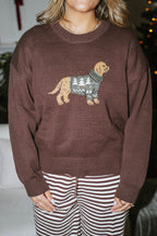 Cozy Golden Retriever Knit Sweater – Cocoa Brown
