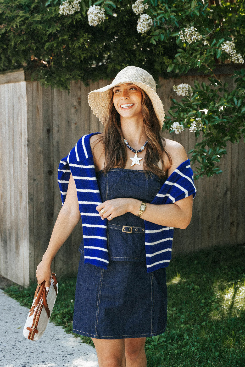 Harbor Denim Belted Mini Dress Large