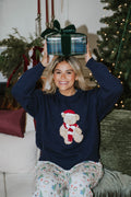 Holiday Teddy Knit Sweater – Navy