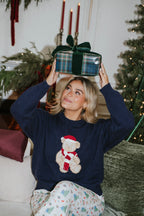 Holiday Teddy Knit Sweater – Navy
