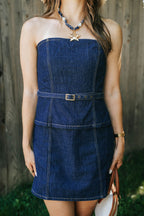 Harbor Denim Belted Mini Dress