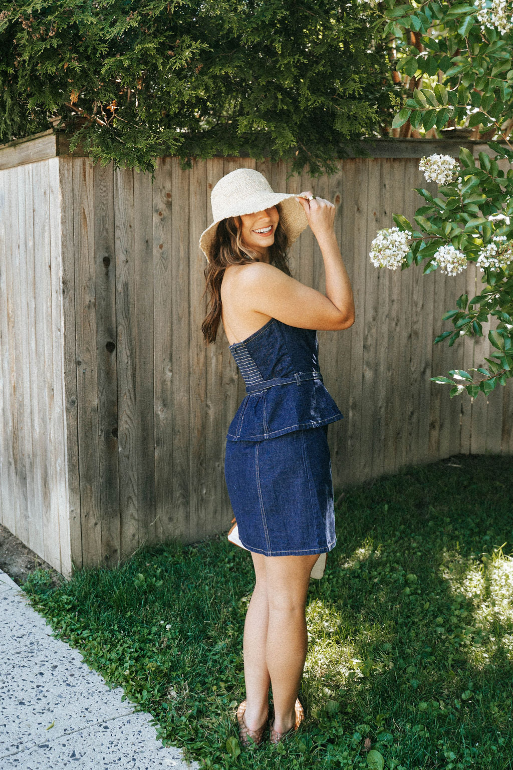 Harbor Denim Belted Mini Dress