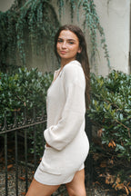 Cozy Chic Knit Romper- Tan Beige