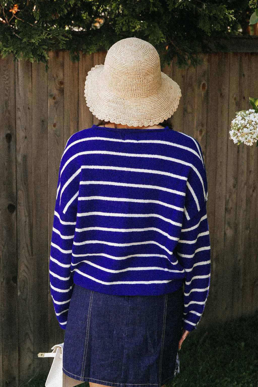 Coastline Stripe Cardigan- Cobalt Blue