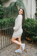 Cozy Chic Knit Romper- Tan Beige