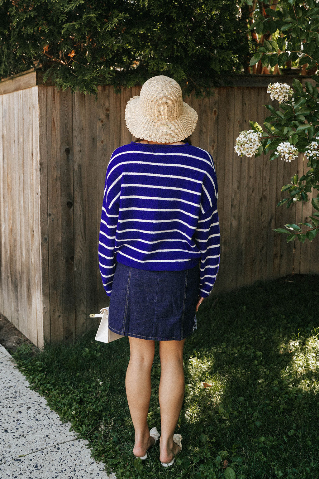 Coastline Stripe Cardigan- Cobalt Blue